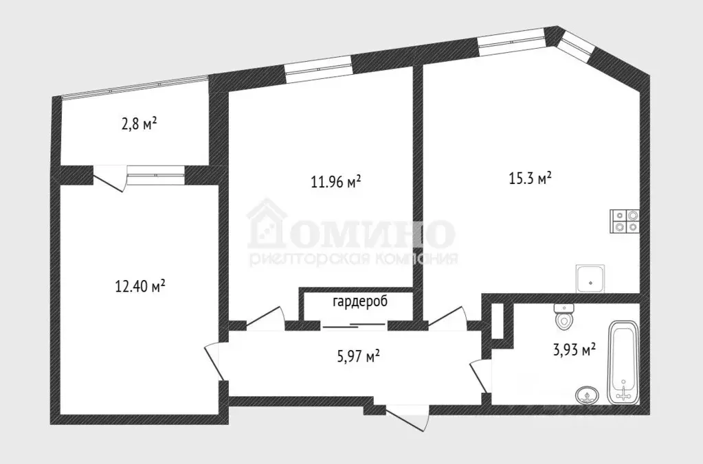 2-к кв. Тюменская область, Тюмень ул. Новоселов, 113 (50.9 м) - Фото 1
