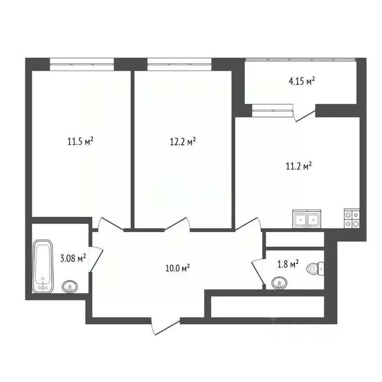 2-к кв. Санкт-Петербург пос. Парголово, Заречная ул., 15к1 (49.8 м) - Фото 2