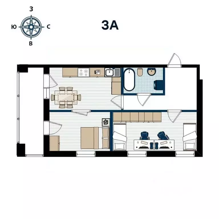 3-к кв. Приморский край, Владивосток ул. 2-я Поселковая (62.24 м) - Фото 1