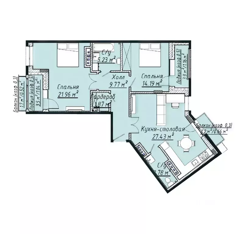 3-к кв. Татарстан, Казань ул. Урицкого, 1 (89.08 м) - Фото 1