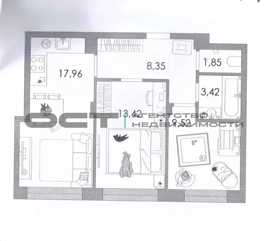 2-к кв. Тульская область, Тула ул. Самоварная, 10 (53.5 м) - Фото 2