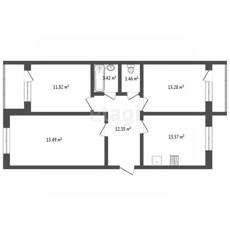 3-к кв. Ярославская область, Ярославль проезд 2-й Брагинский, 9 (74.9 ... - Фото 1
