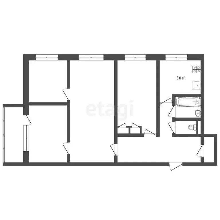 4-комнатная квартира: Лениногорск, проспект Шашина, 6 (62 м) - Фото 1