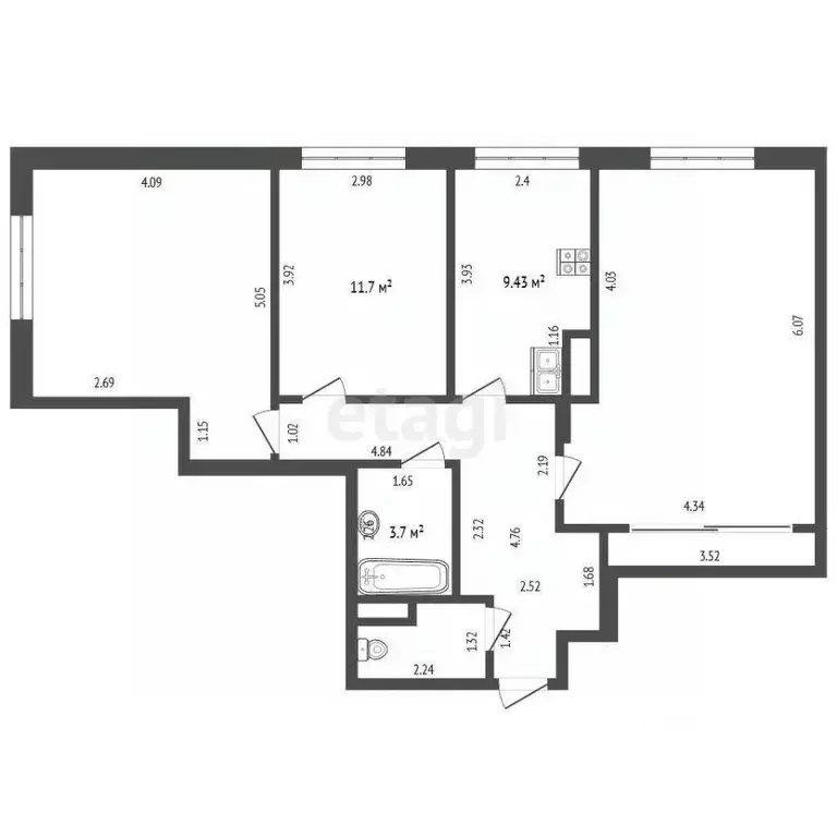 3-к кв. Московская область, Лыткарино 6-й мкр, 32 (82.0 м) - Фото 2