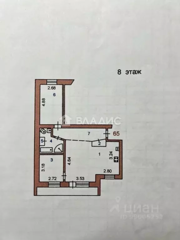 3-к кв. Ивановская область, Иваново ул. 3-я Полетная, 5 (61.0 м) - Фото 2