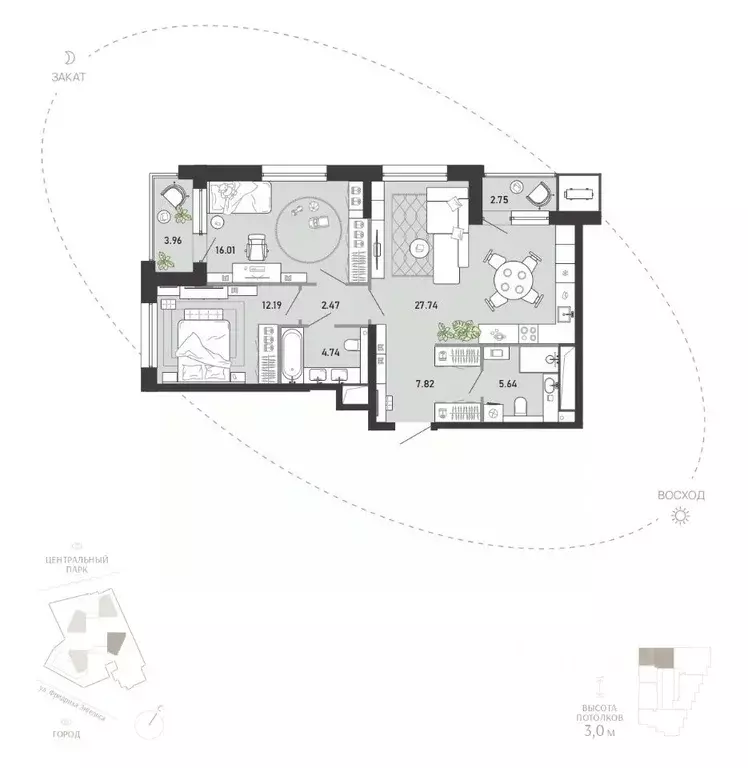 2-к кв. Тульская область, Тула Премьер Парк жилой комплекс (83.32 м) - Фото 1