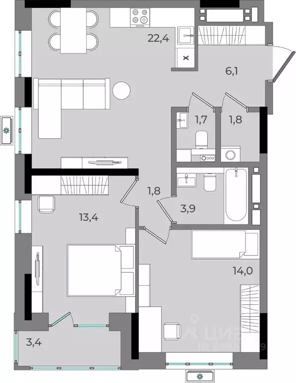 2-к кв. Удмуртия, Ижевск Северо-Западный жилрайон, 2-й мкр, Новый ... - Фото 0