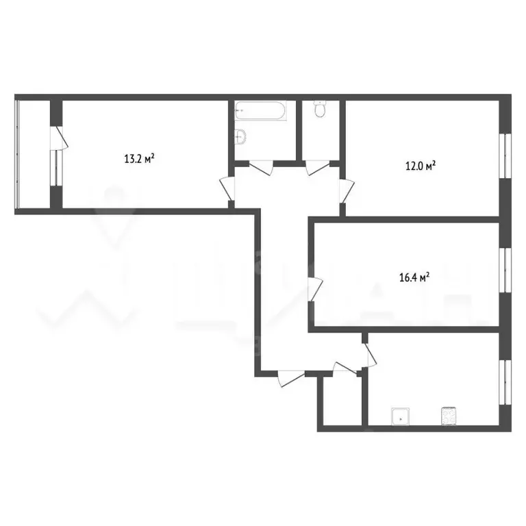 3-к кв. Новосибирская область, Новосибирск ул. Толстого, 3 (80.0 м) - Фото 1