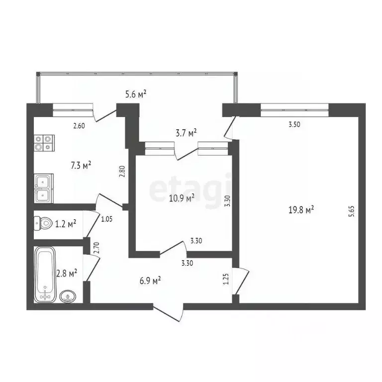2-к кв. Крым, Евпатория городской округ, Новоозерное пгт ул. ... - Фото 2