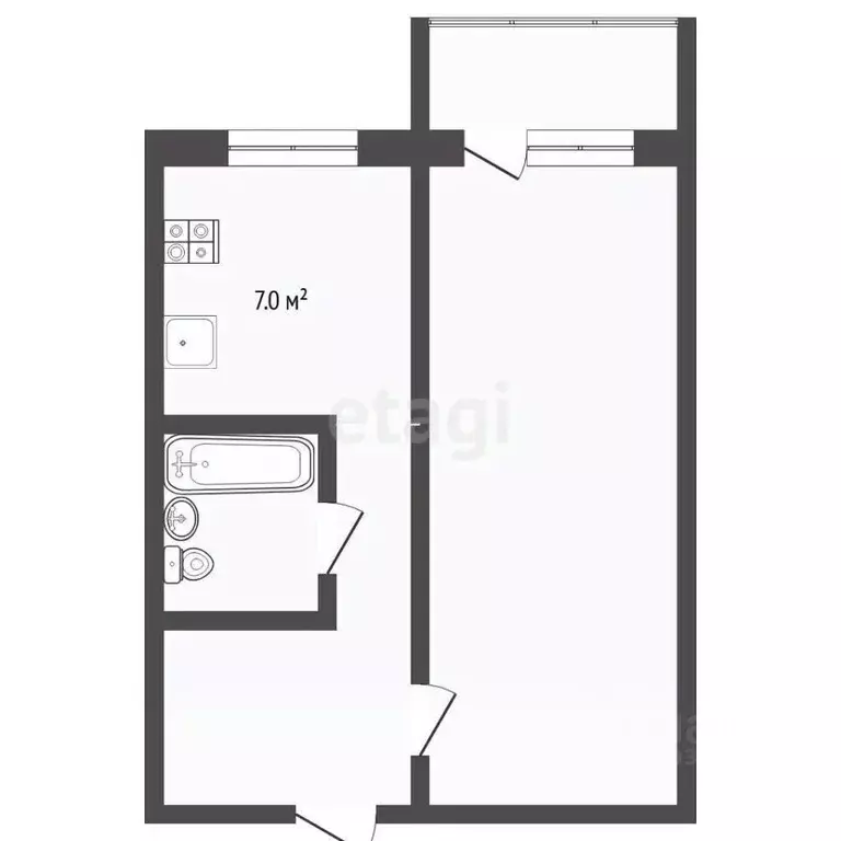 1-к кв. Тюменская область, Тюмень ул. Коммунаров, 5 (33.0 м) - Фото 2