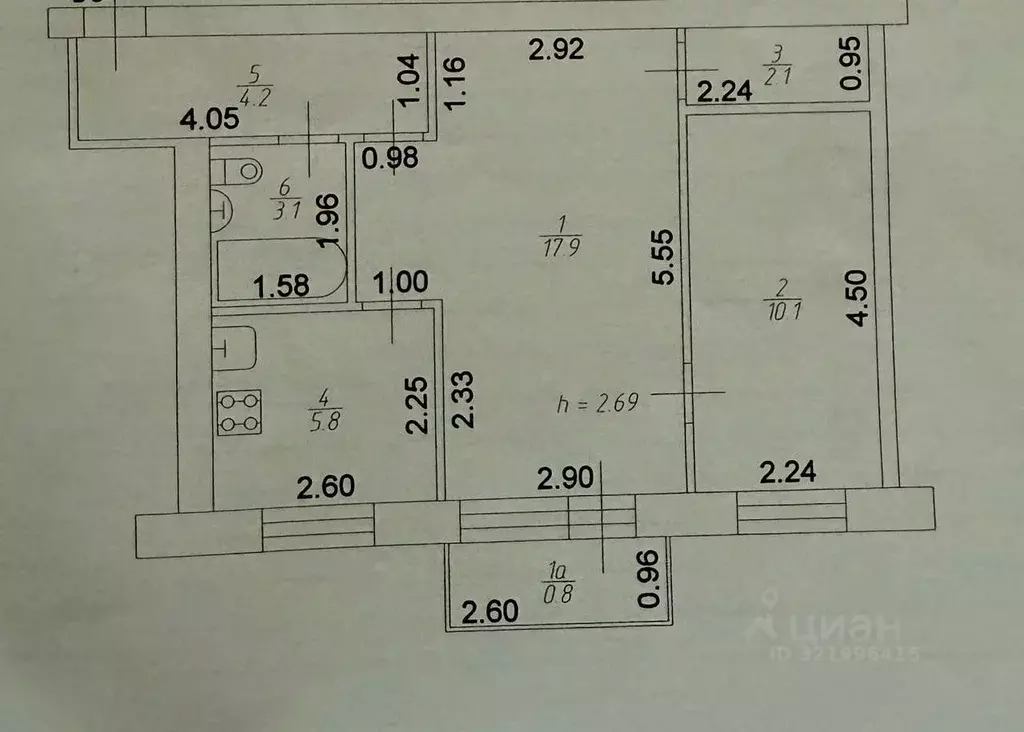 2-к кв. Татарстан, Казань ул. Короленко, 93 (44.0 м) - Фото 1