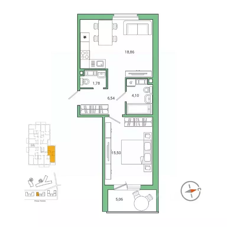 1-к кв. Ленинградская область, Гатчина ул. Чехова, 39к1 (48.8 м) - Фото 0