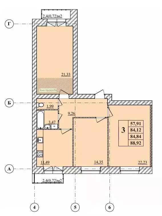 3-к кв. Ярославская область, Ярославль Тверицкая наб., 54Ак2 (88.92 м) - Фото 1