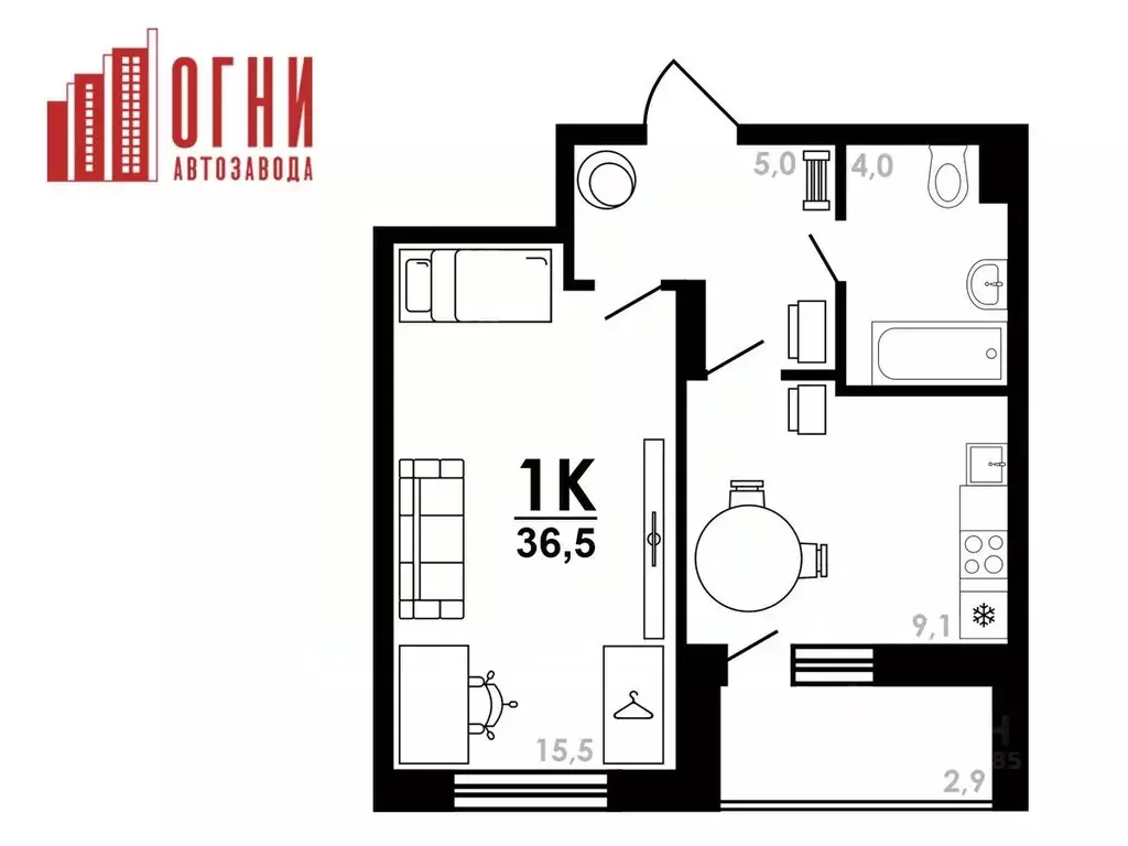 1-к кв. Нижегородская область, Нижний Новгород Коломенская ул., 8к4 ... - Фото 1