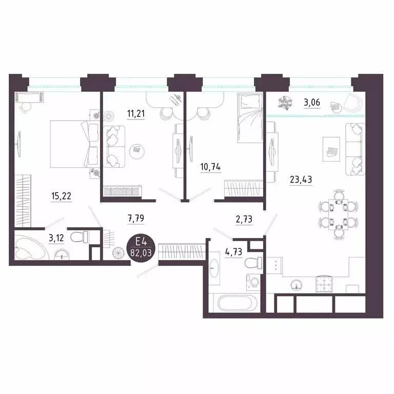 3-комнатная квартира: Рязань, Михайловское шоссе (82 м) - Фото 1