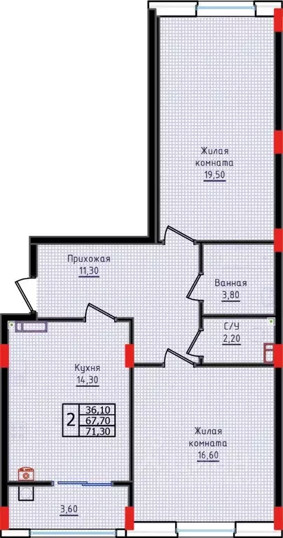 2-к кв. Ставропольский край, Ставрополь ул. Якова Андрюшина, 6 (71.3 ... - Фото 1