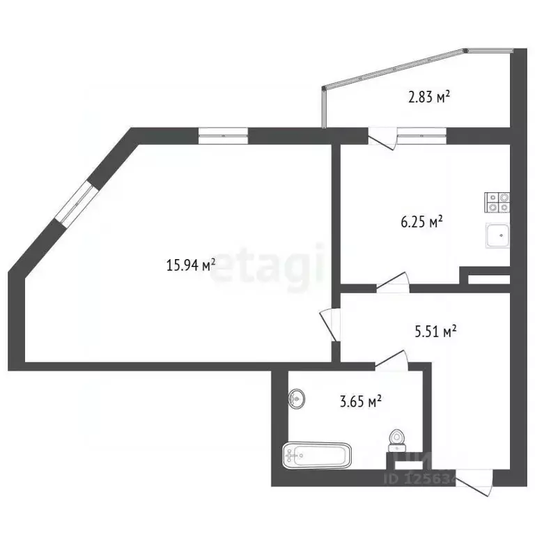 1-к кв. Воронежская область, Воронеж наб. Максима Горького, 49Б (33.0 ... - Фото 1