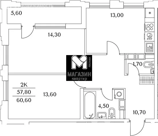2-комнатная квартира: Санкт-Петербург, Планерная улица, 99 (60.6 м) - Фото 1