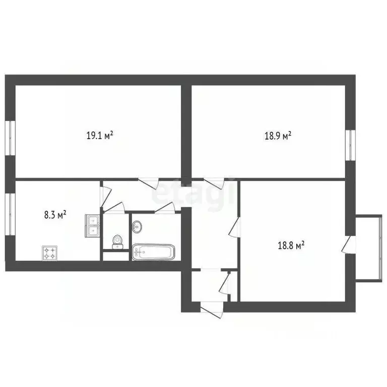 Комната Санкт-Петербург ул. Седова, 70 (19.1 м) - Фото 1