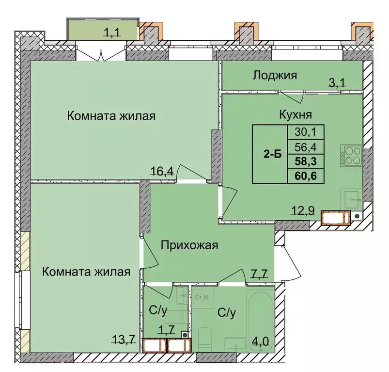 2-к кв. Нижегородская область, Нижний Новгород 1-я Оранжерейная ул. ... - Фото 0