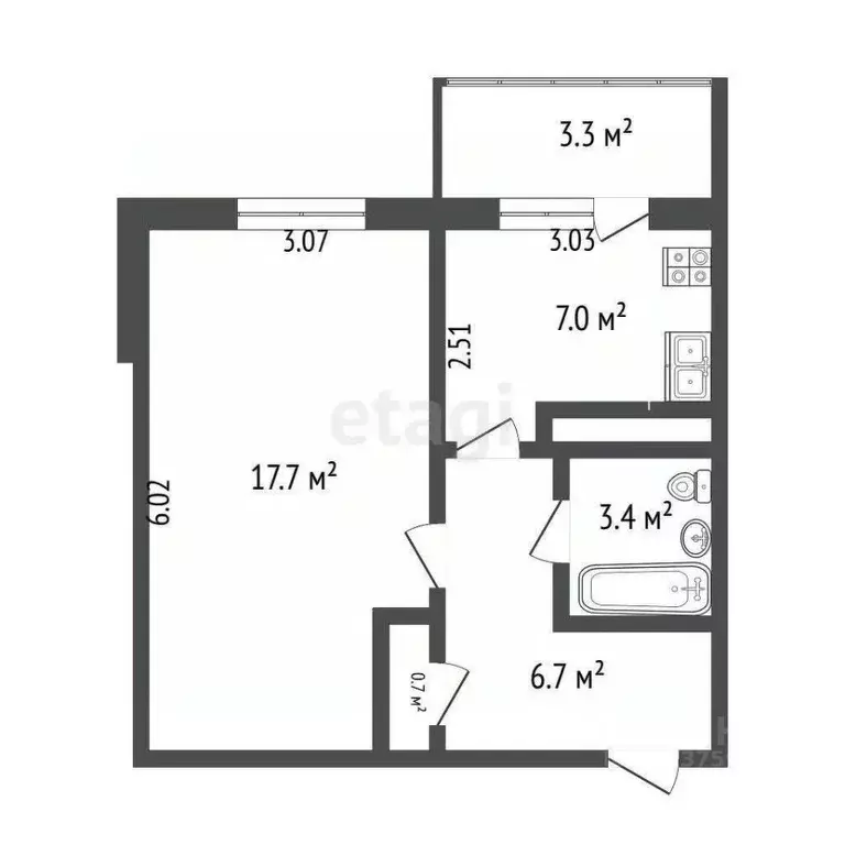 1-к кв. Карелия, Петрозаводск ул. Петрова, 1 (35.5 м) - Фото 1