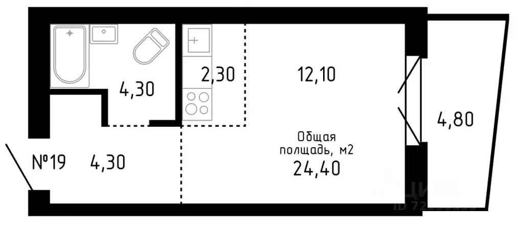 Студия Алтайский край, Барнаул ул. Никитина, 12 (24.4 м) - Фото 0