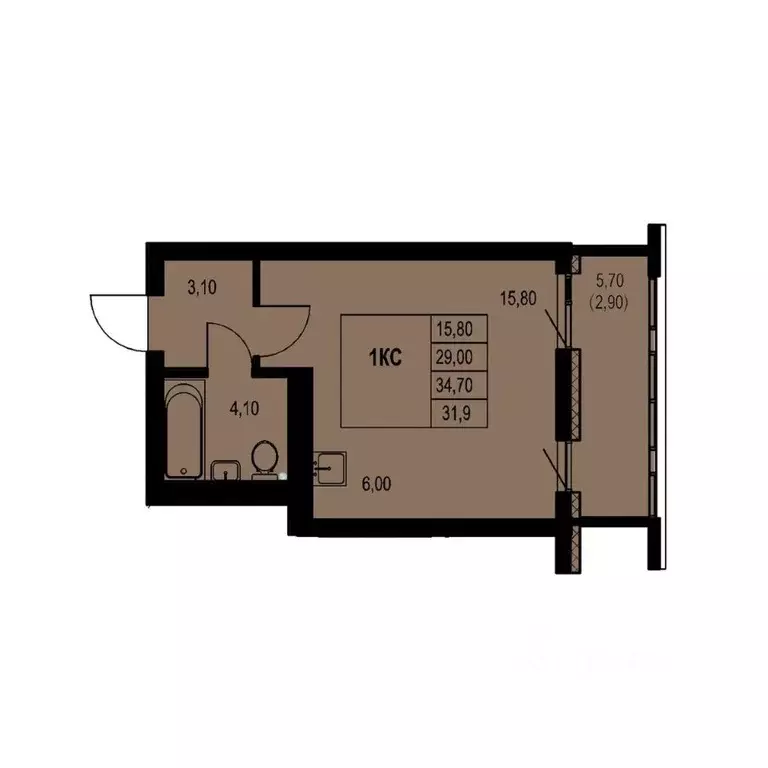 Студия Новосибирская область, Новосибирск Авиастроителей мкр,  (31.9 ... - Фото 1