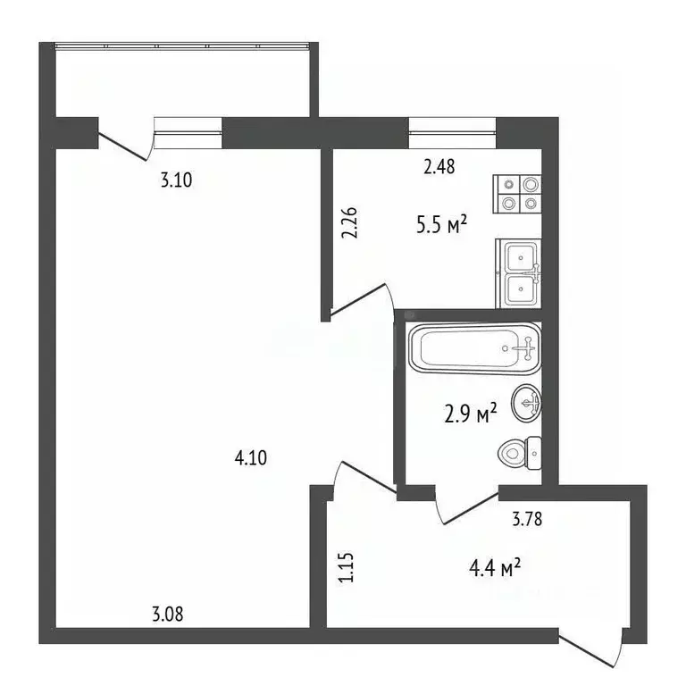 3-к кв. Татарстан, Альметьевск ул. Ленина, 47 (55.7 м) - Фото 2