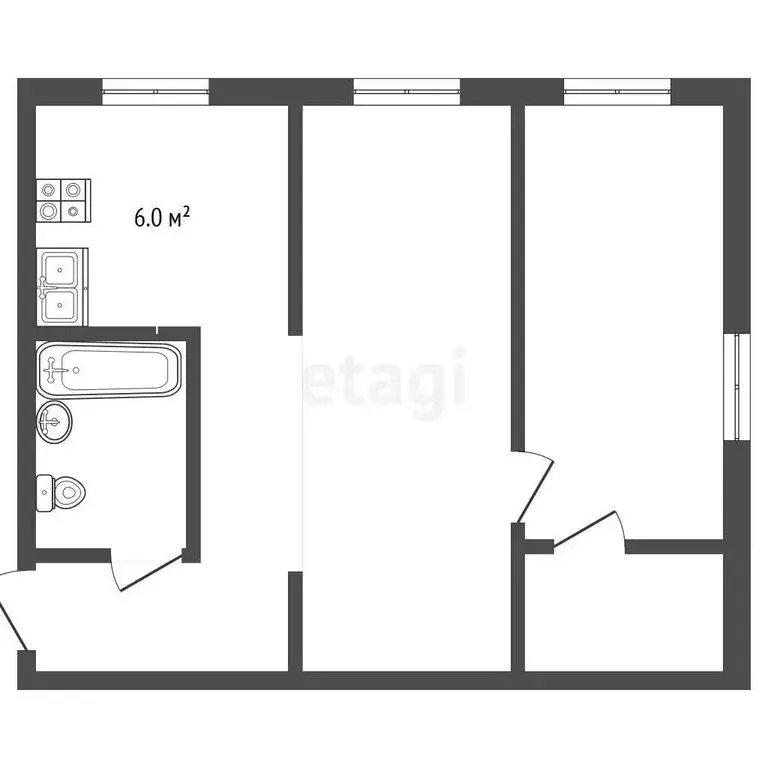 2-комнатная квартира: Новокузнецк, проезд Буркацкого, 24 (38.3 м) - Фото 1