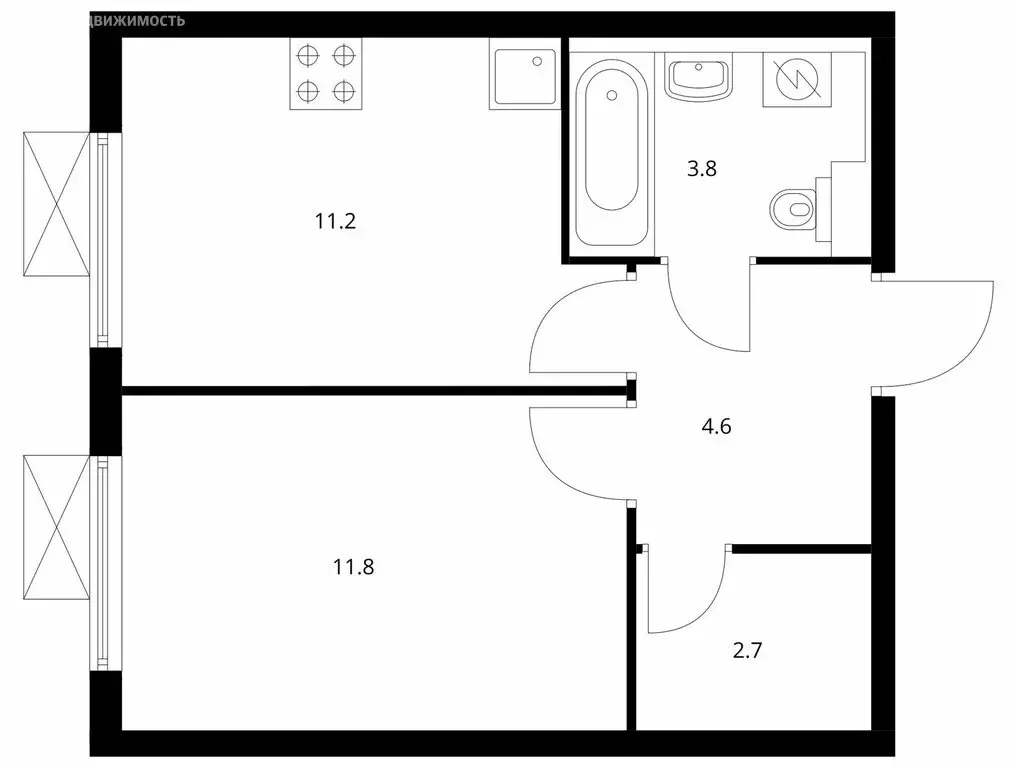 1-комнатная квартира: Москва, Иловайская улица, 4 (33.2 м) - Фото 1