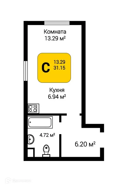 Продаётся 1-к квартира, 31.12 м - Фото 0