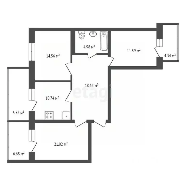 3-к кв. Красноярский край, Красноярск Абытаевская ул., 4А (85.4 м) - Фото 2