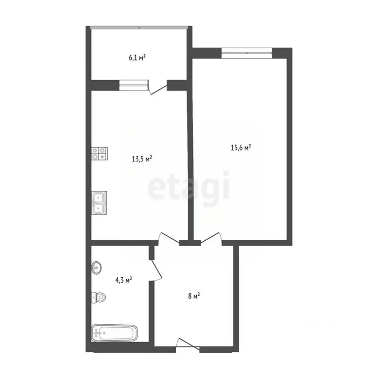 1-к кв. Тюменская область, Тюмень ул. Мельникайте, 2к3 (42.2 м) - Фото 2