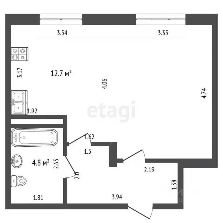 1-к кв. Нижегородская область, Выкса ул. Академика Королева, 32 (39.7 ... - Фото 1