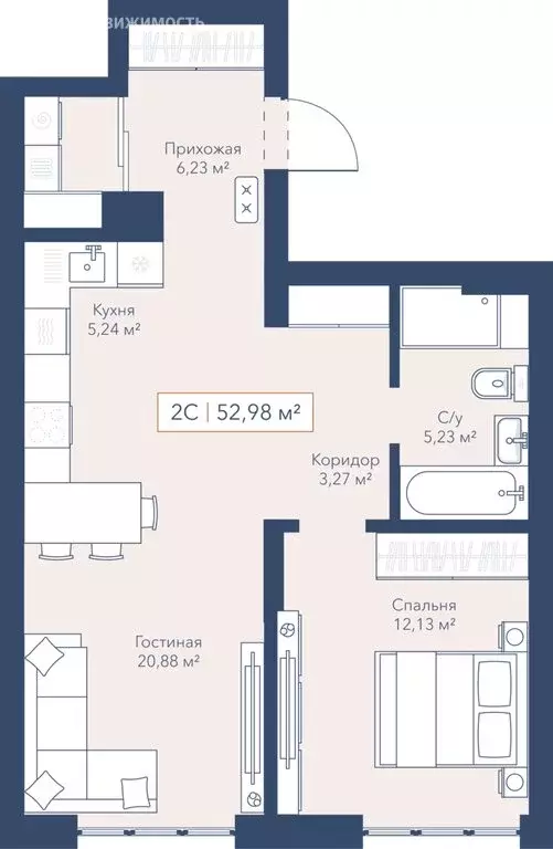 2-комнатная квартира: Новосибирск, улица Кирова, 115 (53.4 м) - Фото 1