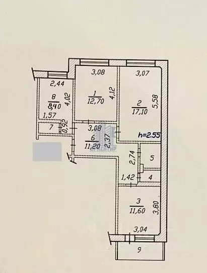 3-к кв. Чувашия, Чебоксары ул. Лебедева, 25 (65.6 м) - Фото 2
