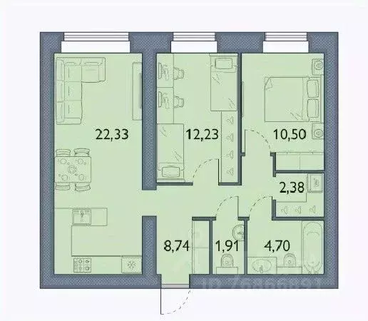 2-к кв. Брянская область, Брянский район, пос. Мичуринский, ... - Фото 1