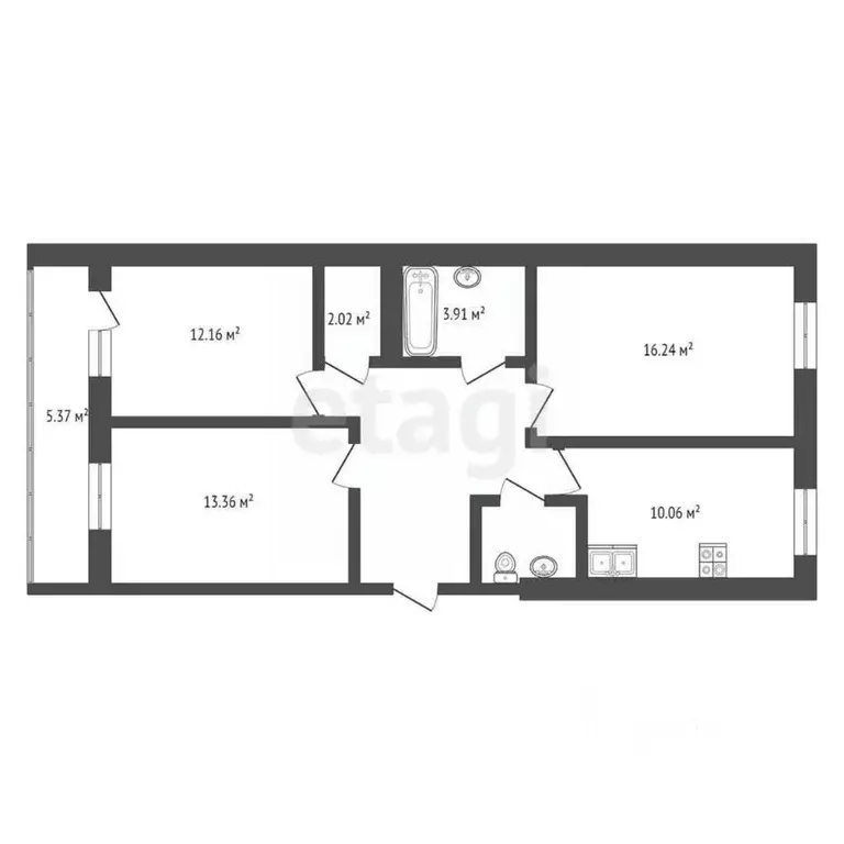 3-к кв. Калужская область, Калуга проезд Юрия Круглова, 6 (76.0 м) - Фото 2