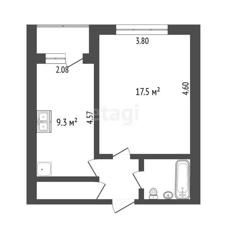 1-комнатная квартира: Тюмень, Холодильная улица, 134 (34.4 м) - Фото 0
