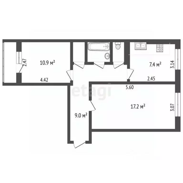 2-к кв. Татарстан, Набережные Челны Шишкинский бул., 4 (51.4 м) - Фото 1