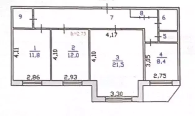 3-к кв. Ханты-Мансийский АО, Сургут ул. Островского, 30 (77.5 м) - Фото 1