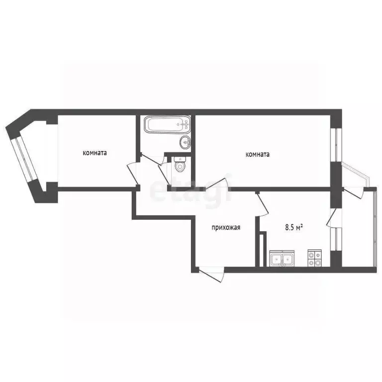 2-к кв. Камчатский край, Петропавловск-Камчатский ул. Виталия Кручины, ... - Фото 2