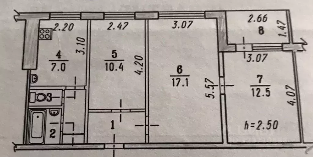 3-к кв. Омская область, Омск Заозерная ул., 3 (58.0 м) - Фото 1
