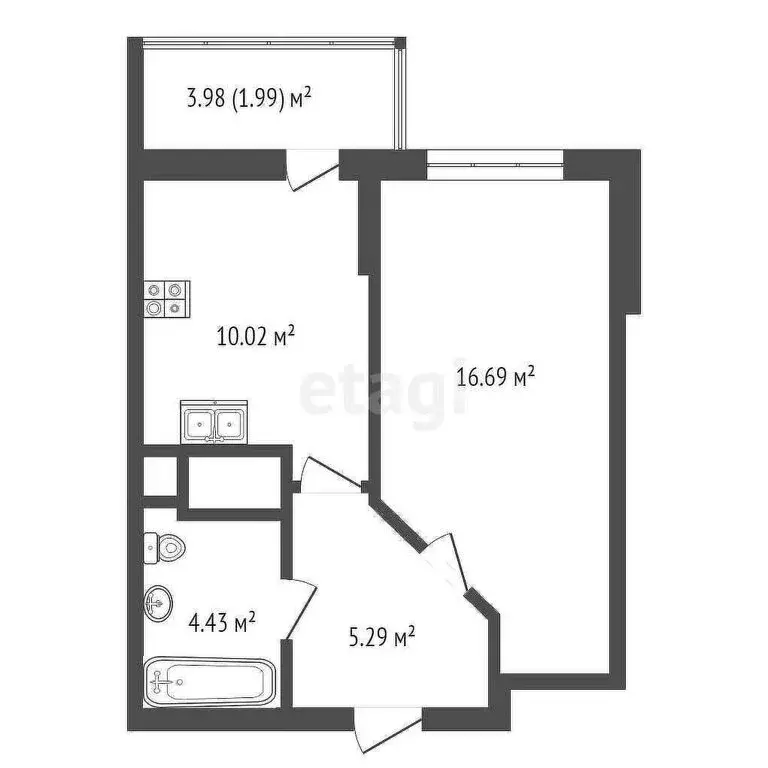 1-комнатная квартира: Тюмень, улица Бакинских Комиссаров, 3 (34.7 м) - Фото 1