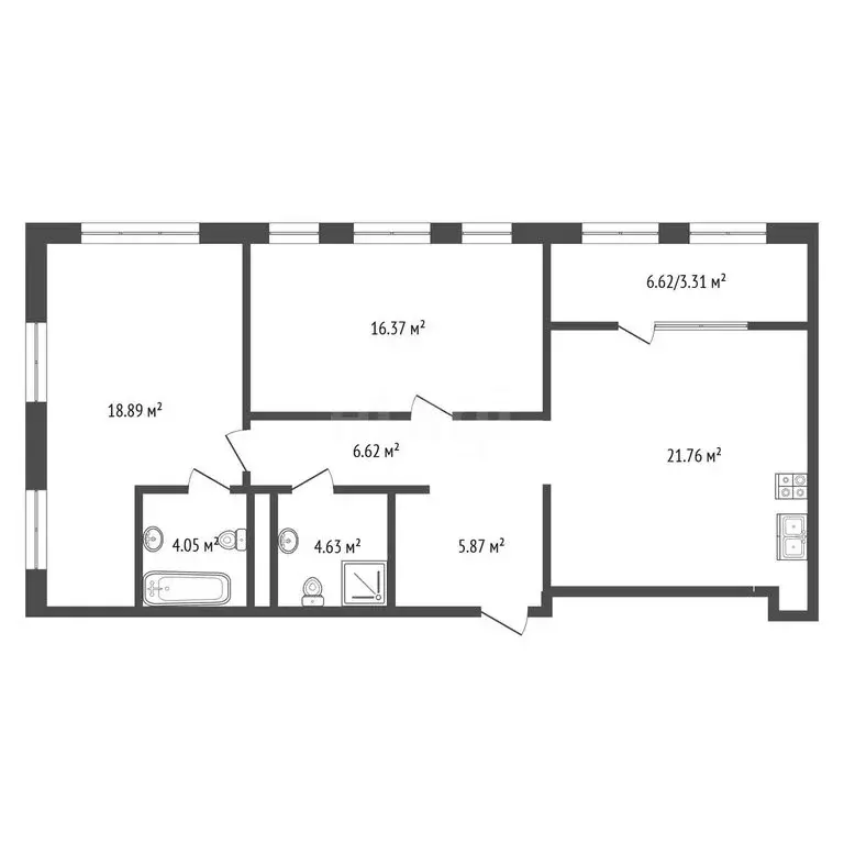 2-комнатная квартира: Тюмень, улица Пожарных и Спасателей, 1к1 (77.8 ... - Фото 1