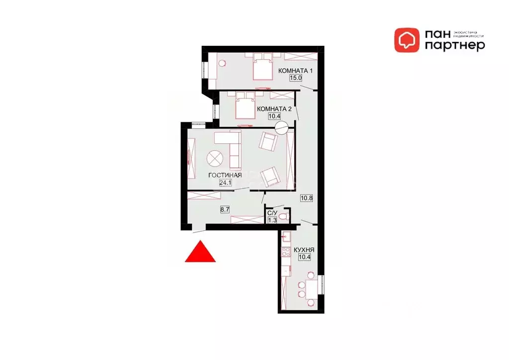 3-к кв. Санкт-Петербург Чкаловский просп., 52 (80.7 м) - Фото 2