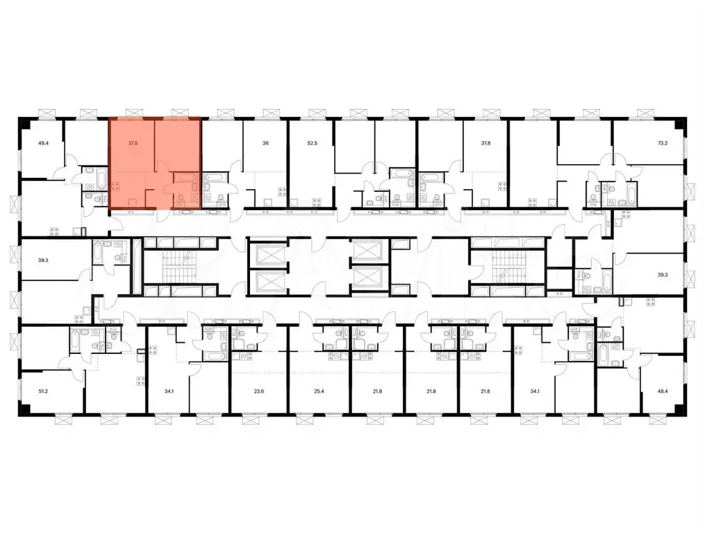 1-к. квартира, 37,8 м, 12/24 эт. - Фото 1