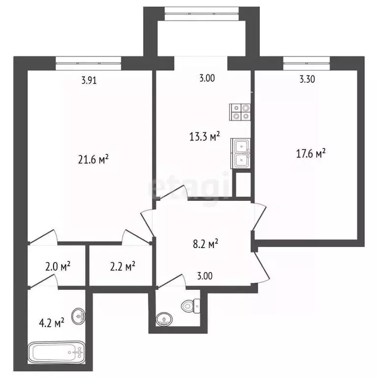 2-к кв. Ямало-Ненецкий АО, Новый Уренгой Оптимистов мкр, 4/2 (70.0 м) - Фото 1