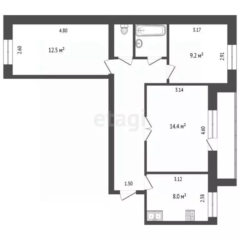 3-к кв. Тюменская область, Тюмень Ялуторовская ул., 27 (58.6 м) - Фото 2