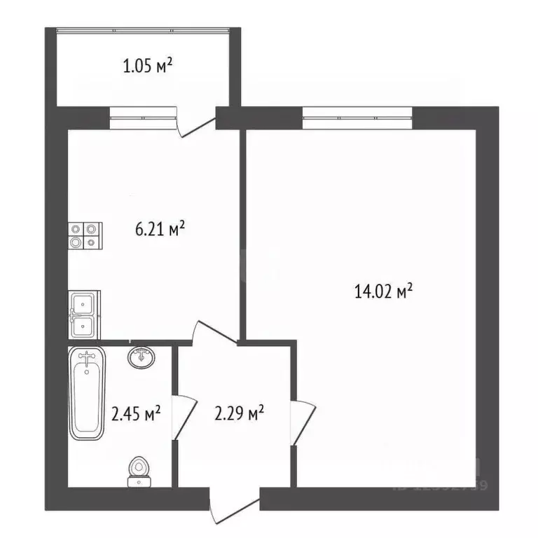 1-к кв. Тамбовская область, Тамбовский муниципальный округ, д. Крутые ... - Фото 2